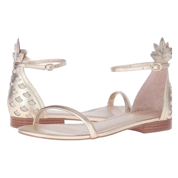 Lilly Pulitzer Laura Metallic Gold Pineapple Ankle Strap Sandals - 9.5 - Picture 16 of 16